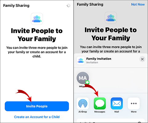 invite people to apple music family plan