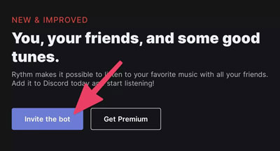 invite the bot on rythm bot