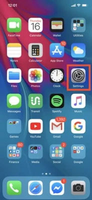 start settings app on iphone