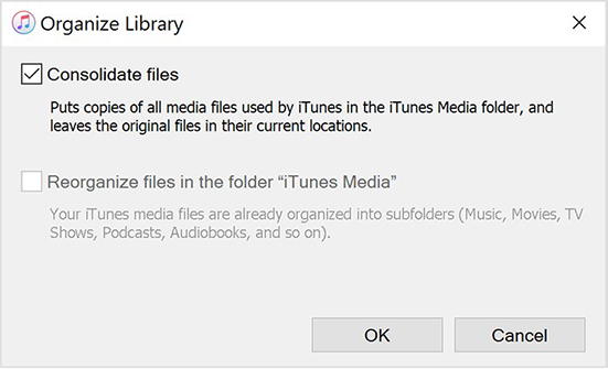 itunes consolidate files