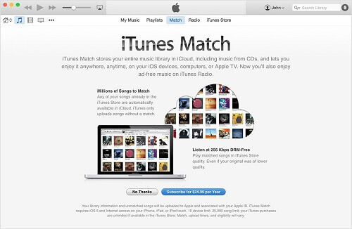 upload itunes music to icloud by itunes match