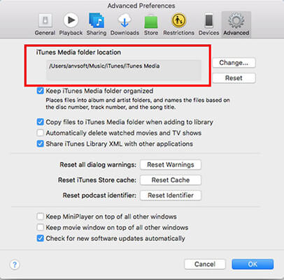 itunes media folder location