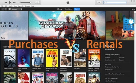 itunes rentals vs purchases