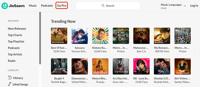 click jiosaavn go pro icon