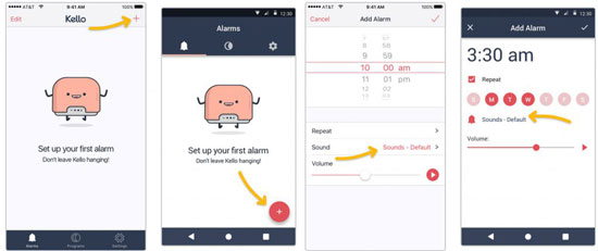 use spotify alarm iphone via kello alarm clock app