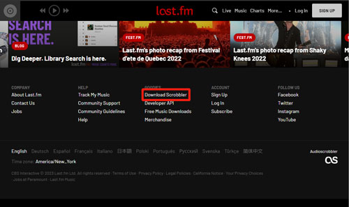 head to last fm scrobbler webpage