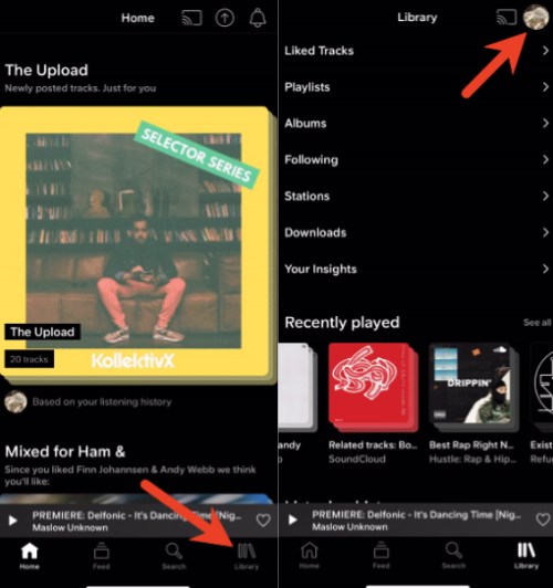 library profile soundcloud mobile