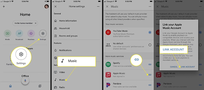 link apple music to google home