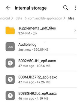 find downloaded audible files on android device