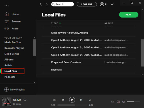 locate local files on spotify for desktop app