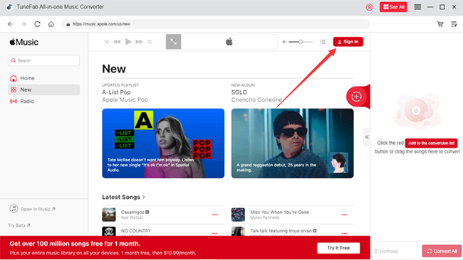 log in apple music tunefab