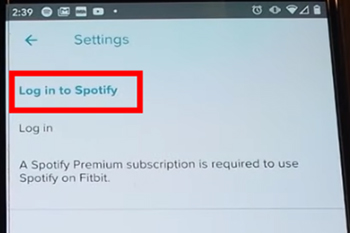 log in to spotify on fitbit versa