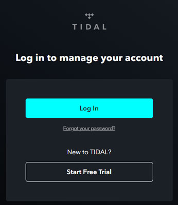 log in to tidal account on tidal website