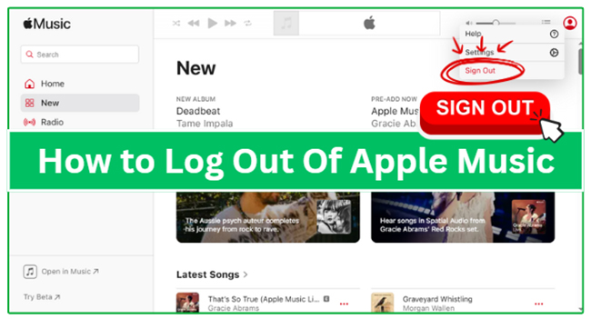 how to log out of apple music