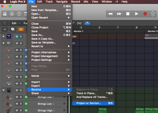 logic pro bounce