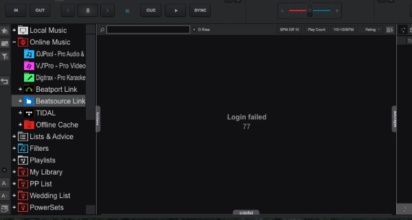 login failed virtual dj