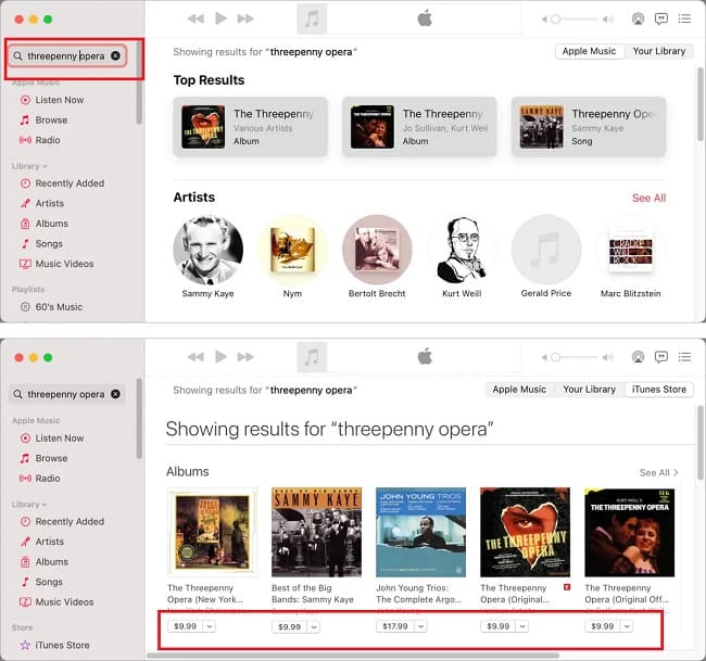 itunes music settings show for purchase