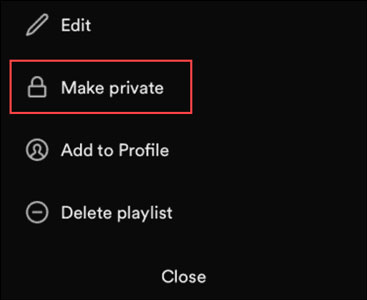 make spotify playlist private on mobile