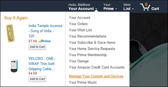 manage your content and device on amazon
