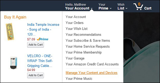 amazon manage your content and devices