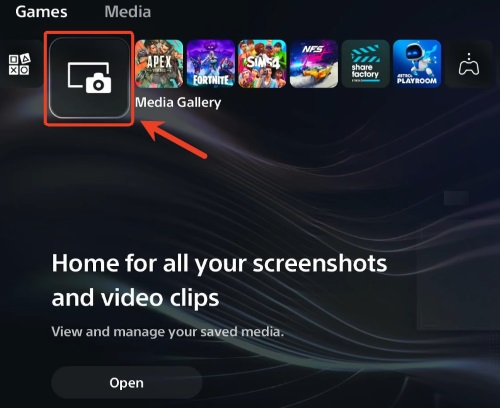 media gallery on ps5