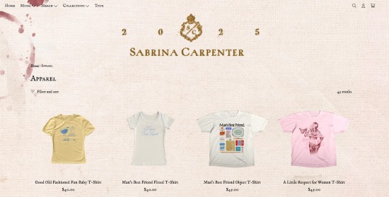merch on sabrinacarpenter website