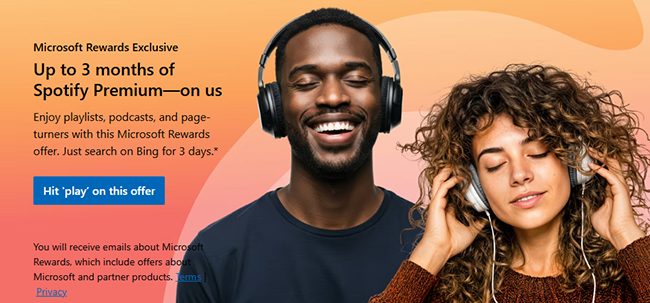 spotify premium 3 month free trial by microsoft rewards