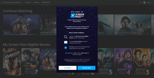 share itunes movies via movies anywhere screen pass