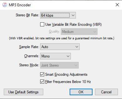 mp3 encoder recommend settings in itunes