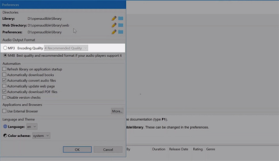 select mp3 output on openaudible