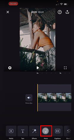 click music option in splice android