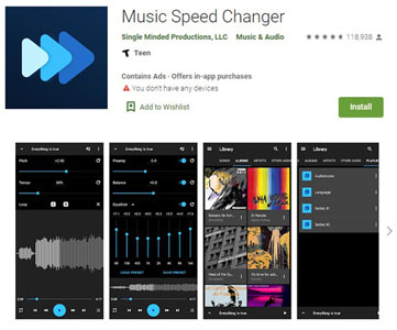 adjust playback speed spotify via music speed changer android