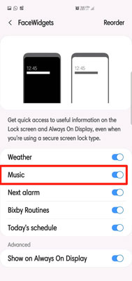 disable music widget on mobile phone