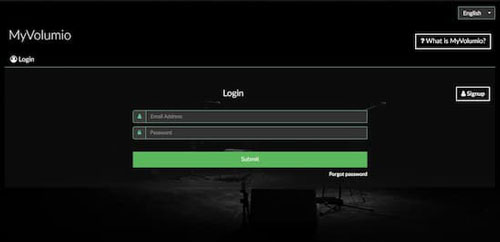 log in to myvolumio account