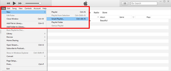 create new smart playlist on itunes