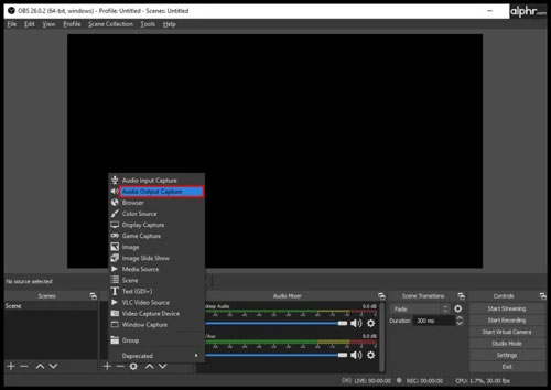 choose obs audio output capture for discord audio