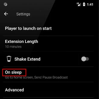 set sleep timer tidal on android