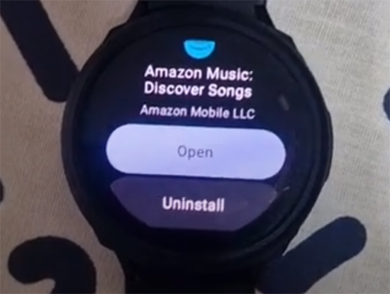 open amazon music app on galaxy watch