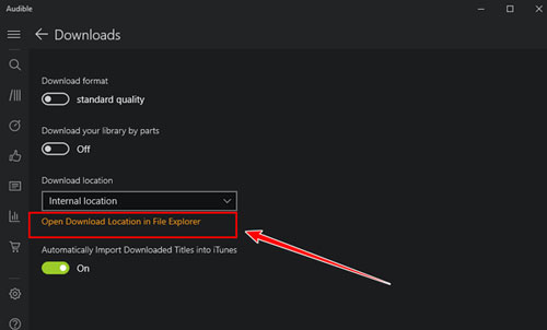 find where is audible audio store in windows 10