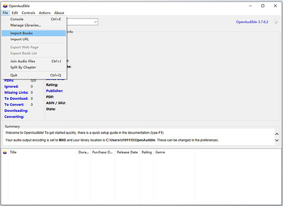 openaudible import books