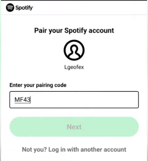 spotify pair tv code