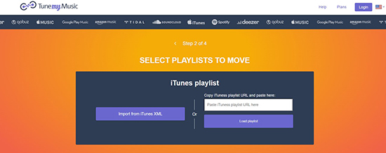 paste itunes playlist link to tunemymusic