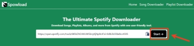 paste spotify song url spowload