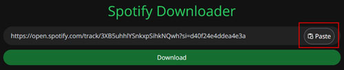 paste spotify song link to start downloading spotify song to mp3