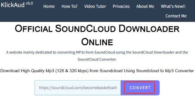 paste url and convert soundcloud songs