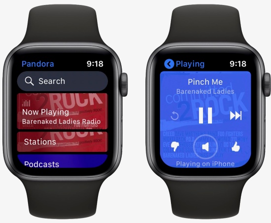 play pandora music on apple watch with the app