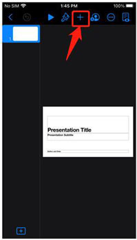 click on plus icon on keynote ios app menu bar