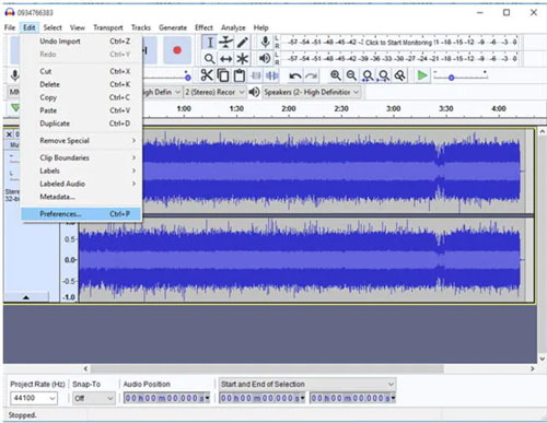 preferences in audacity