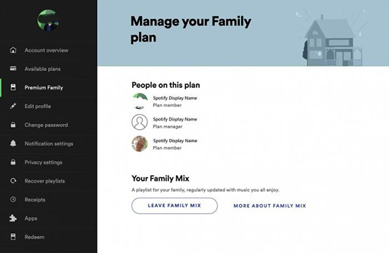 spotify premium family manage your plan