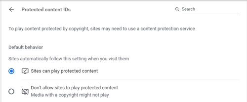protected content ids chrome browser